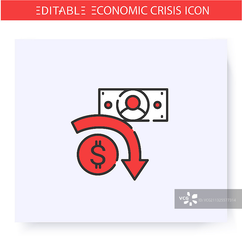 可编辑的金融危机线性图标图片素材