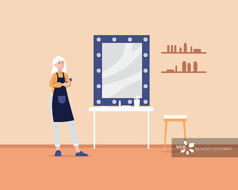 美容工作室内的女化妆师图片素材