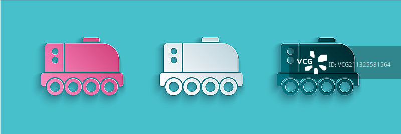 蓝色背景上的剪纸火星探测车图标图片素材