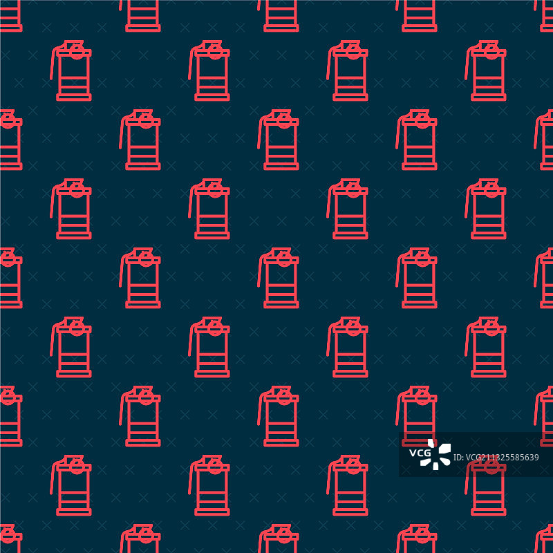 红色线条手榴弹烟雾弹图标，孤立的无缝图案图片素材