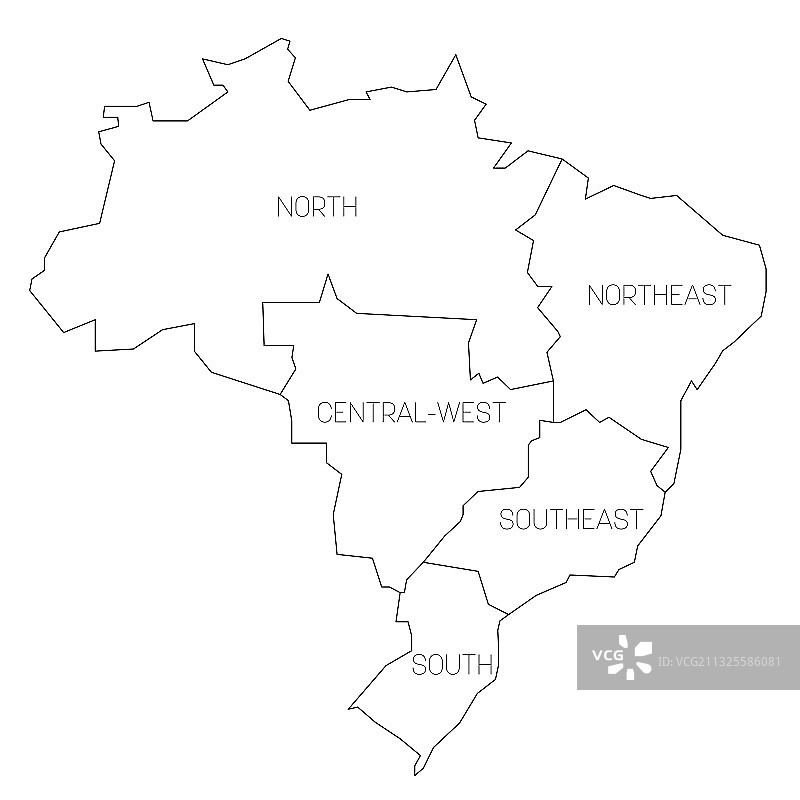 巴西地图区域图片素材