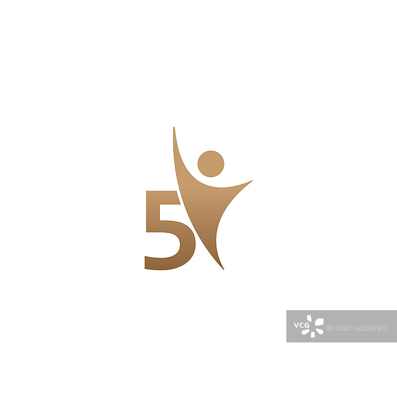 抽象人物剪影数字5图标图片素材