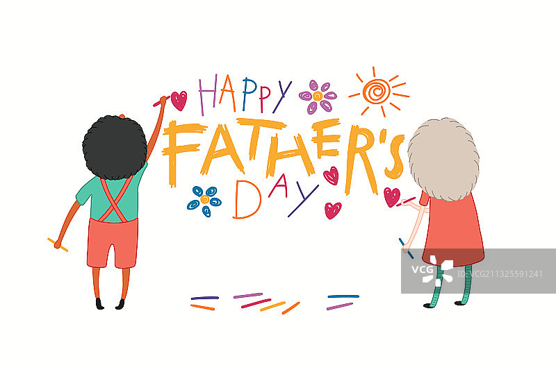 父亲节贺卡：儿童绘画图片素材