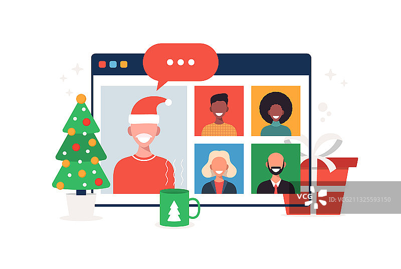圣诞新常态：线上聚会图片素材
