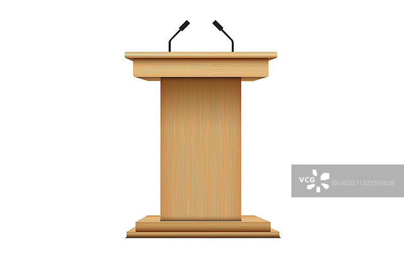 木制演讲台和麦克风图片素材