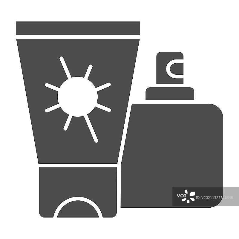 防晒霜和喷雾固体图标水上乐园概念图片素材