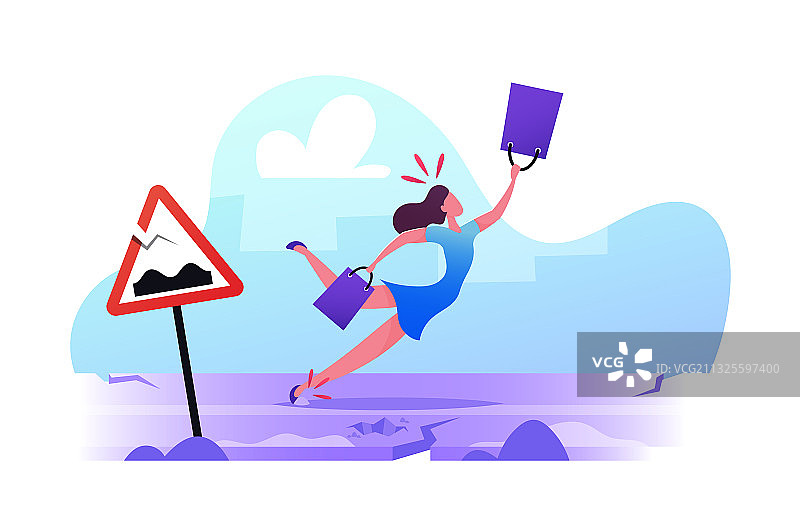 糟糕道路上的事故概念女性图片素材
