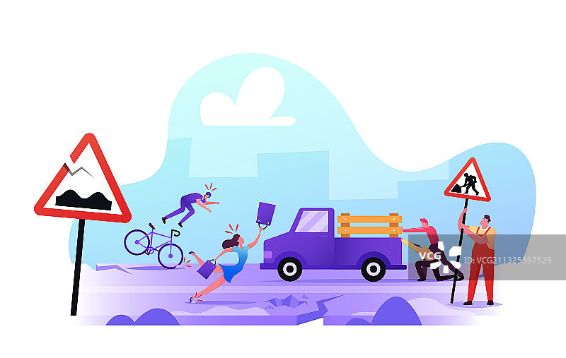 糟糕的路况与城市居民图片素材