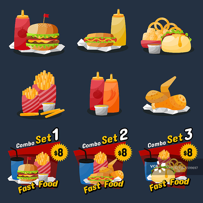 快餐图标集概念图片素材