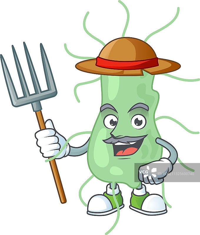 卡通图片：戴帽子的农民沙门氏菌图片素材