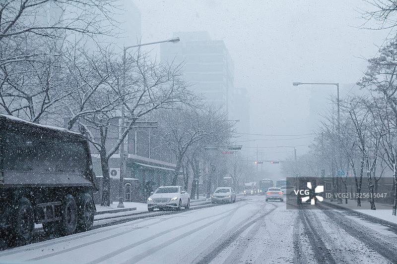 韩国冬季街景图片素材