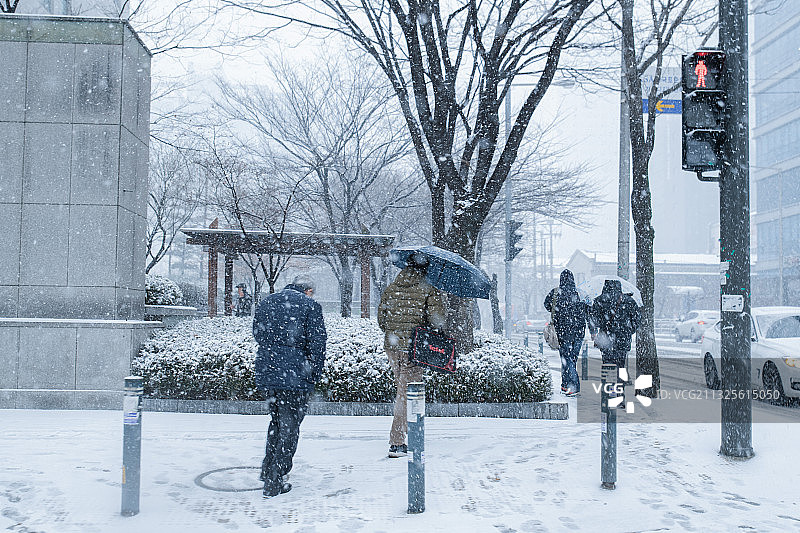 韩国冬季街景图片素材