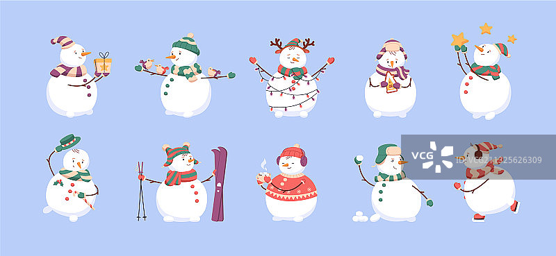 可爱圣诞雪人帽子围巾套装图片素材