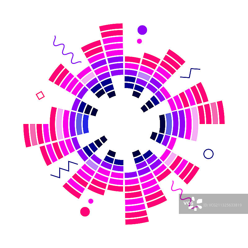 彩色几何圆形霓虹灯均衡器图片素材