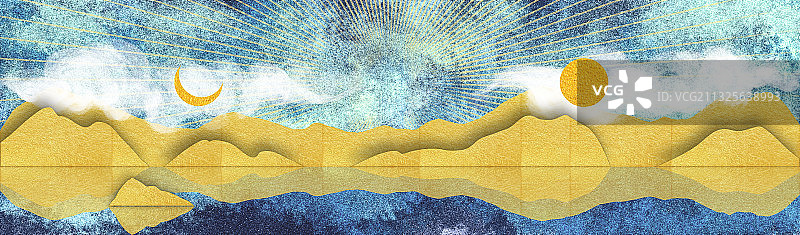 日月山川风景插画图片素材