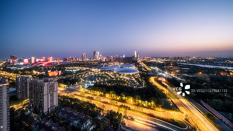 南京建邺区夜景图片素材
