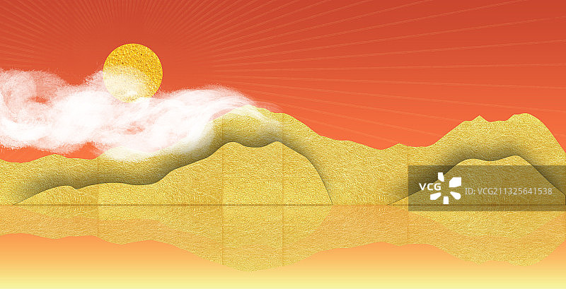 金碧辉煌山水风景图片素材