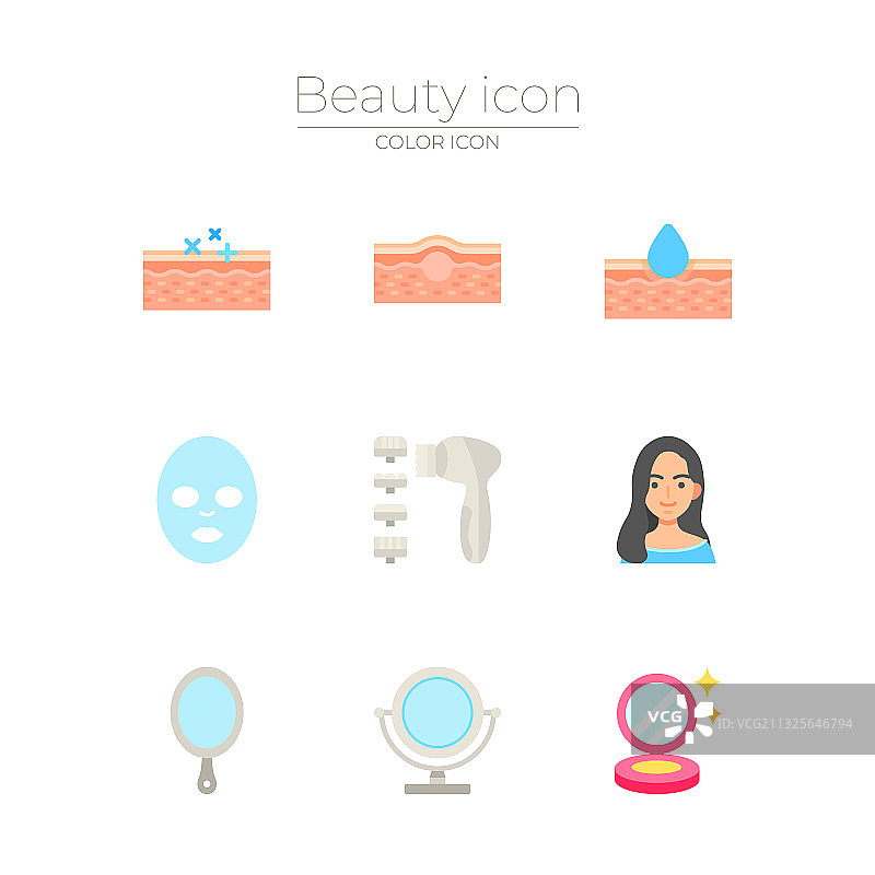 皮肤美容概念图标集图片素材