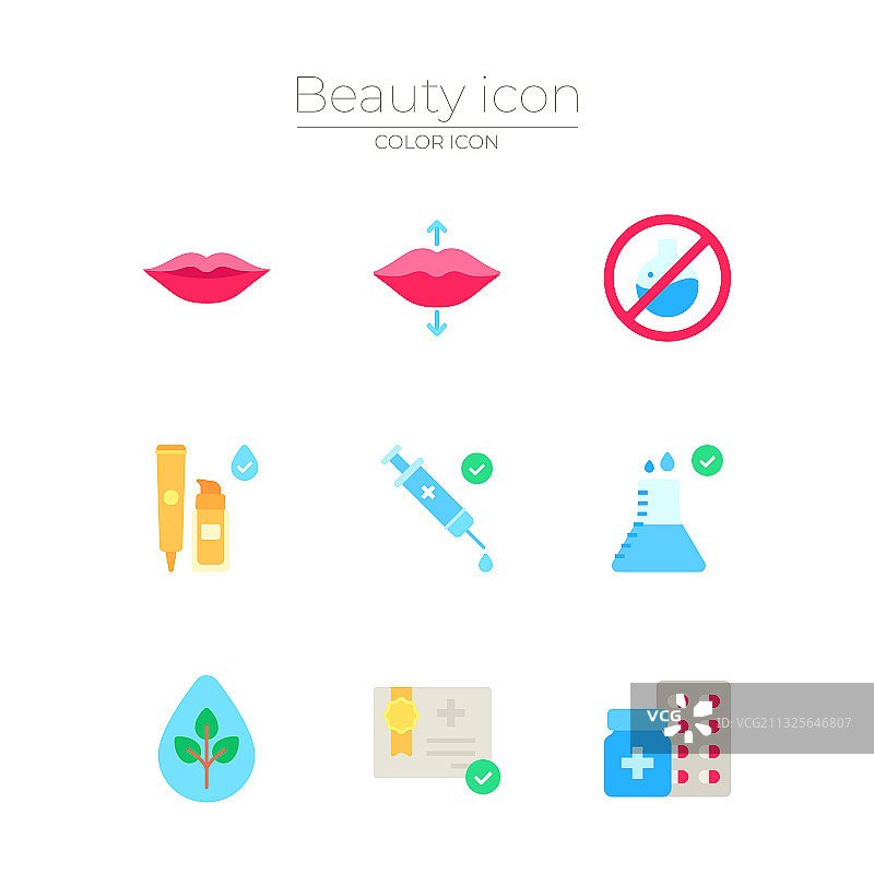 皮肤美容概念图标集图片素材