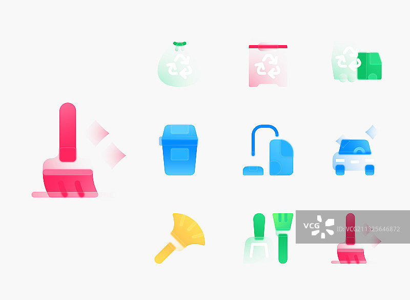 清洁、回收、清洁服务概念图标集图片素材