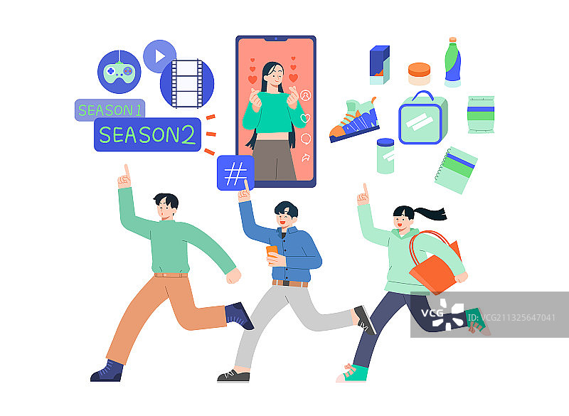 千禧一代的网上生活，购物和社交图片素材