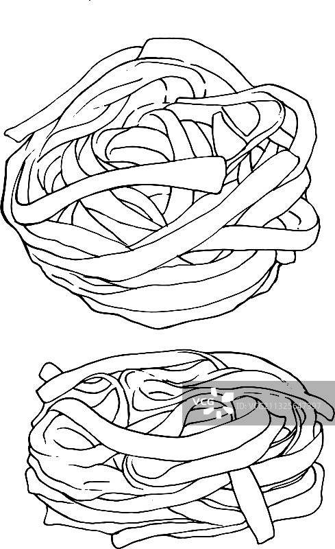 手绘意大利宽面条图片素材