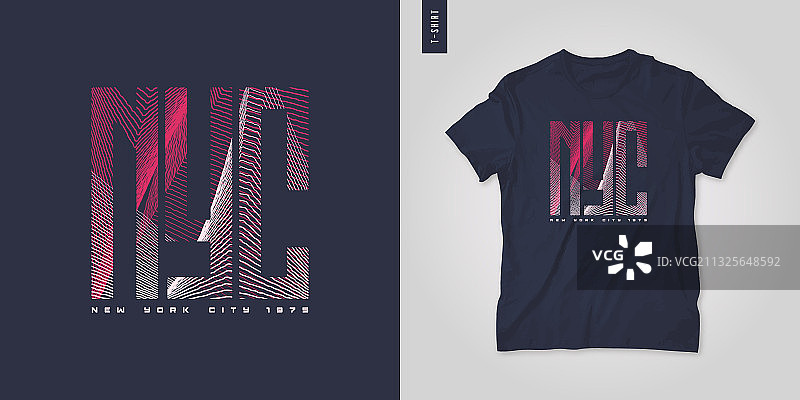 纽约市几何设计T恤图片素材