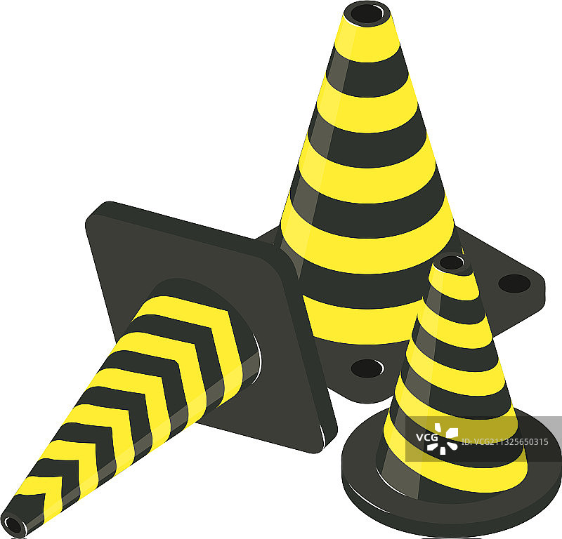 交通锥图标等距风格图片素材
