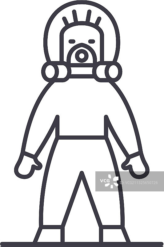 线性隔离的放射防护服图标图片素材