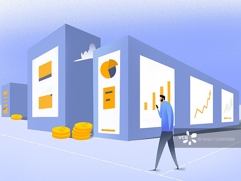 扁平化设计，插画，商务，金融，办公，表格图片素材