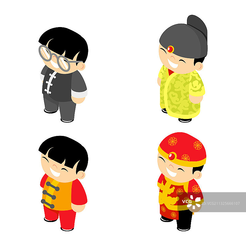 中国男孩新年平面设计人物图片素材