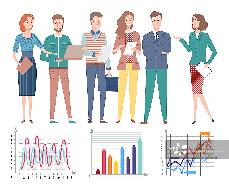 人们讨论商业项目和信息统计图片素材