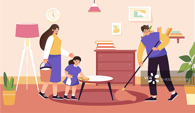 家庭大扫除插画图片素材