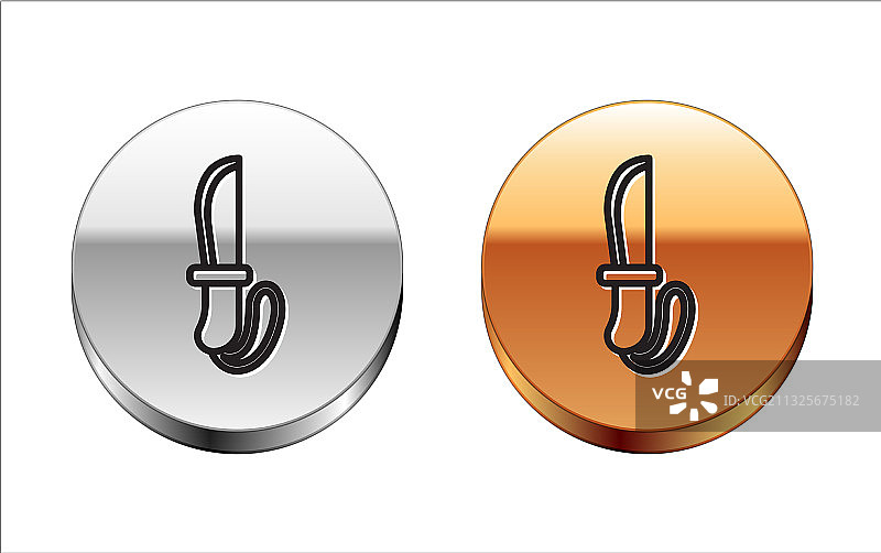 白色背景上的黑色线条刀具图标图片素材