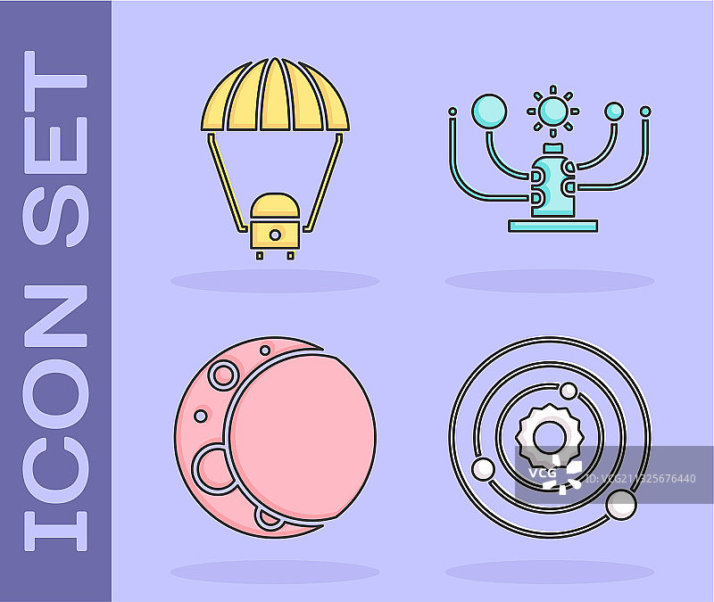 太阳系太空舱降落伞套装图片素材