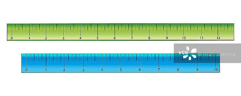 绿色蓝色厘米刻度尺文具图片素材