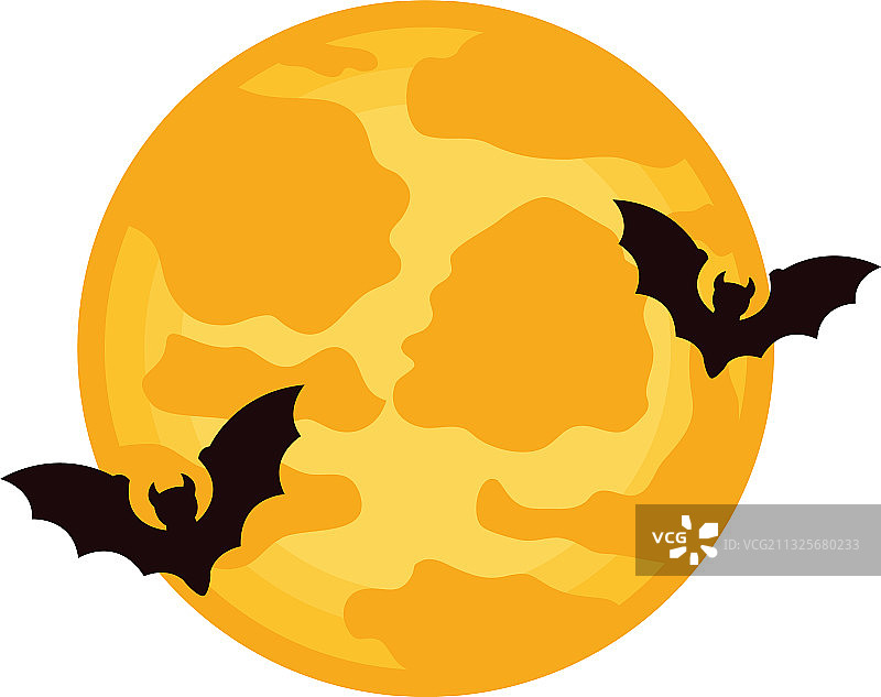 满月下的万圣节飞蝙图片素材