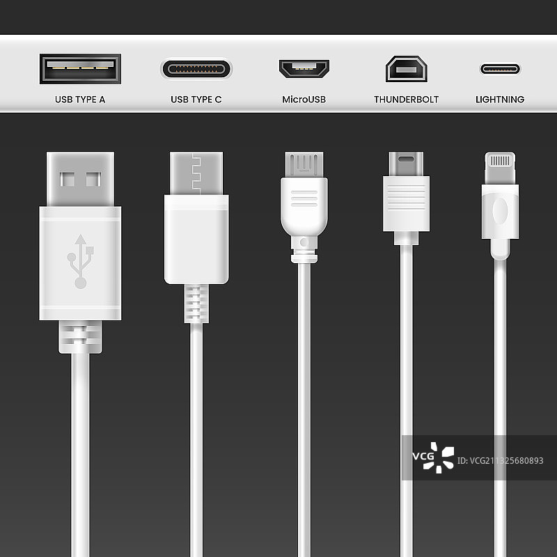 USB数据线适配器和手机连接线图片素材