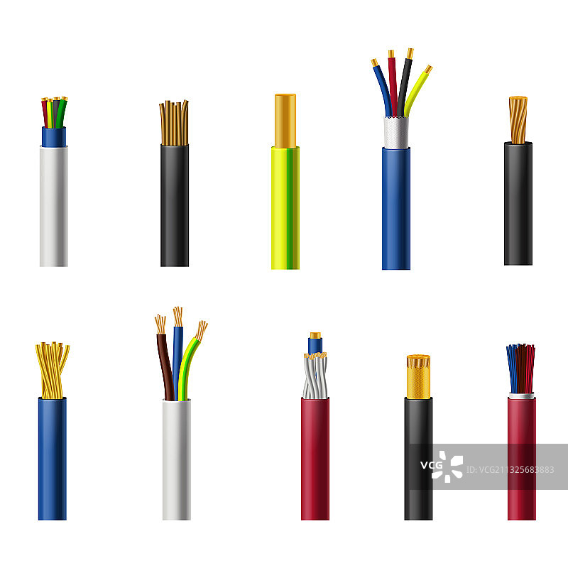 切割结构设计中的电缆线和电线图片素材