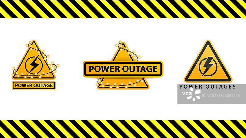 电力中断黄色警告标志合集图片素材