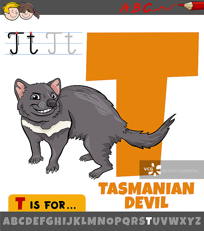 卡通塔斯马尼亚字母T图片素材