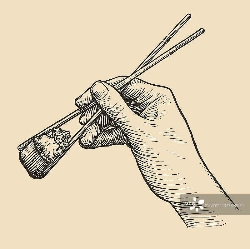 寿司和筷子亚洲食物速写图片素材