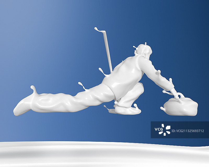 牛奶形态人物冰壶运动图片素材