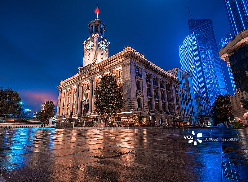 雨夜武汉江汉关图片素材