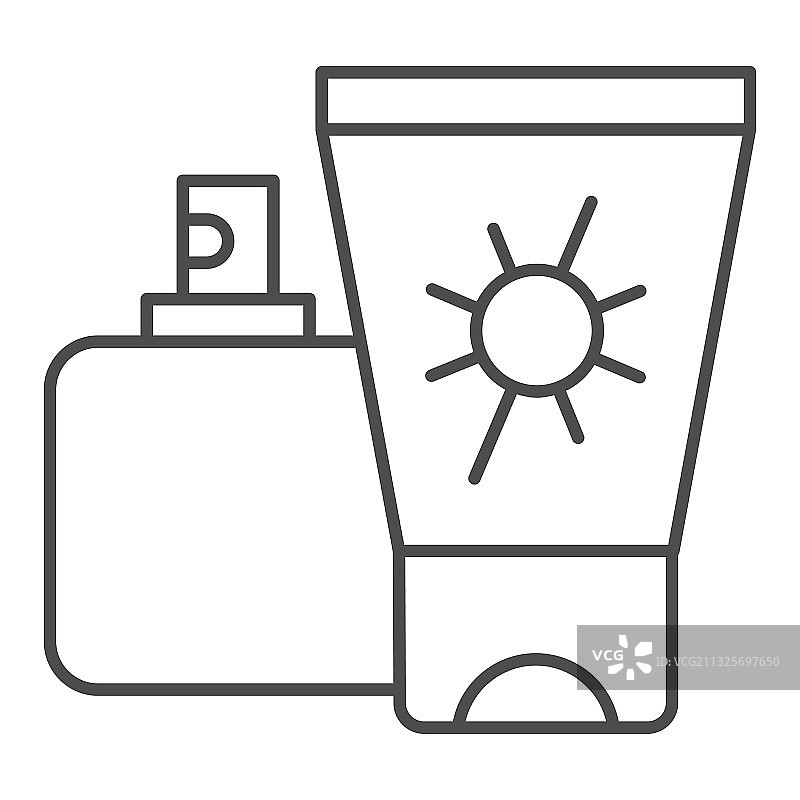 防晒霜和喷雾细线图标（水上乐园）图片素材