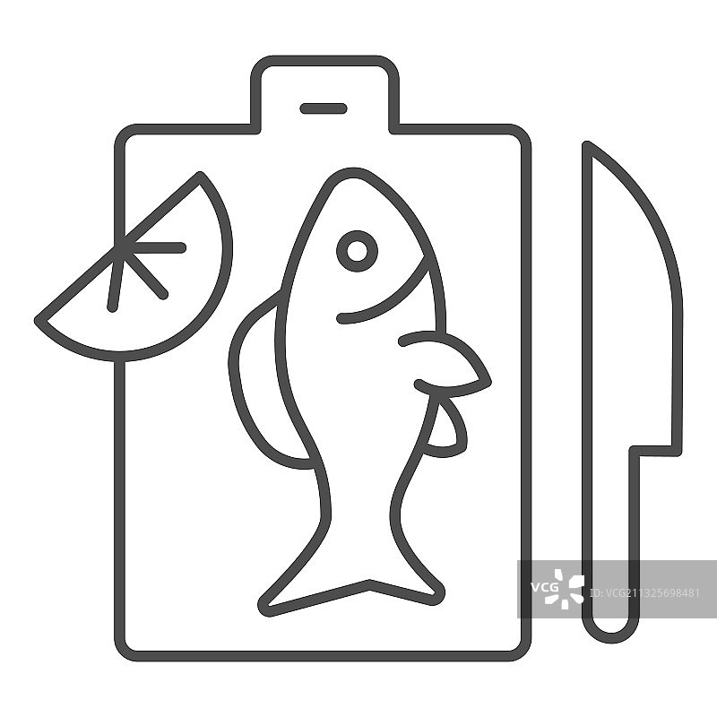 刀、砧板、鱼和柠檬图片素材