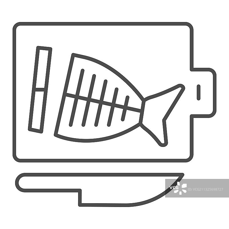 鱼和刀的砧板细线图标图片素材