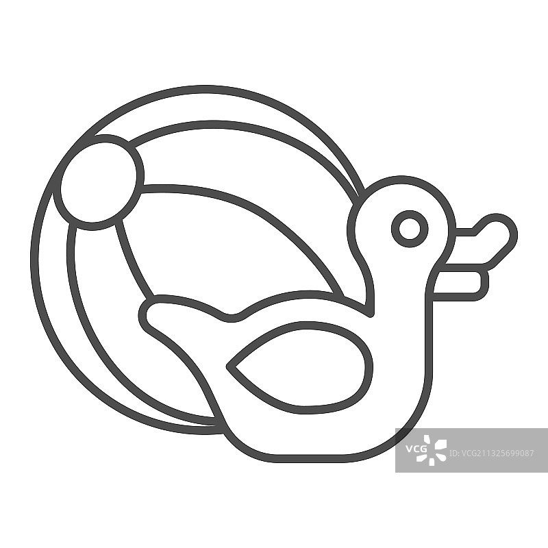 橡胶鸭子和沙滩球细线图标图片素材