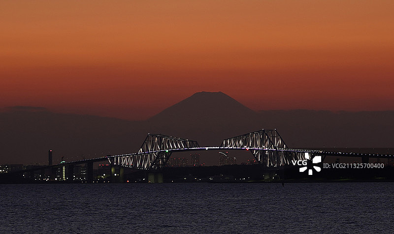 晚霞中的富士山图片素材