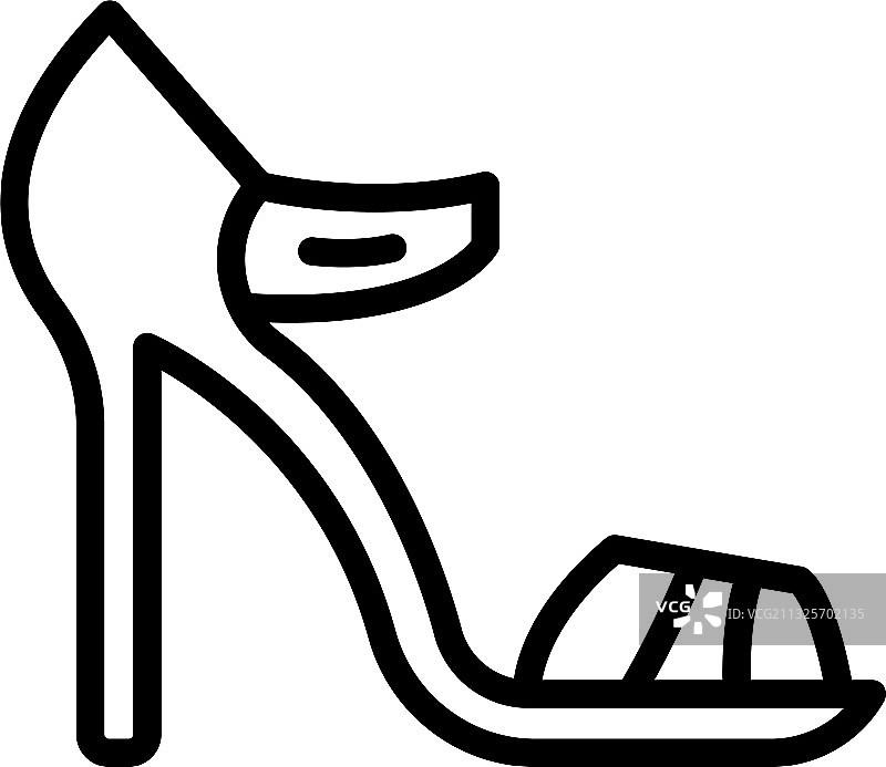踝带凉鞋轮廓图标图片素材
